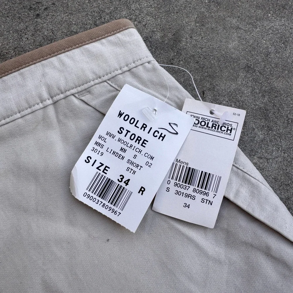 Woolrich Linden Shorts Mens 34 Stone Beige Herringbone Cargo Utility 3019RS NWT